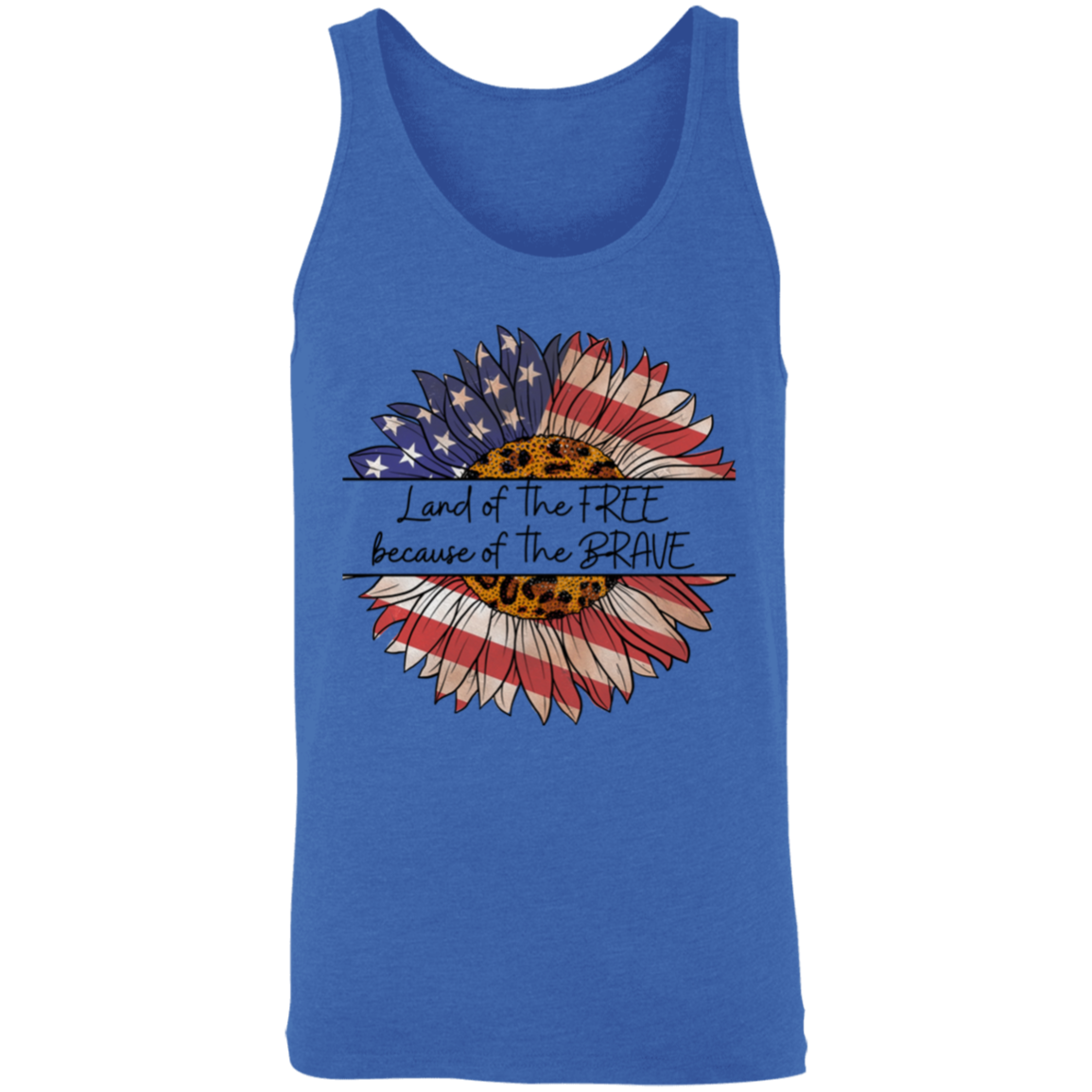 Land Of The Free Because Of The Brave Tank Top, Independence Day, American Sunflower