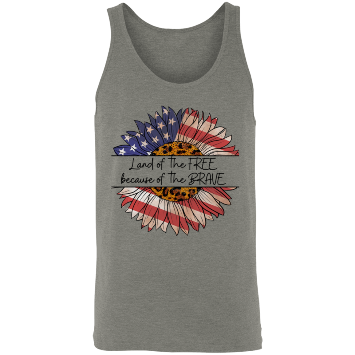 Land Of The Free Because Of The Brave Tank Top, Independence Day, American Sunflower