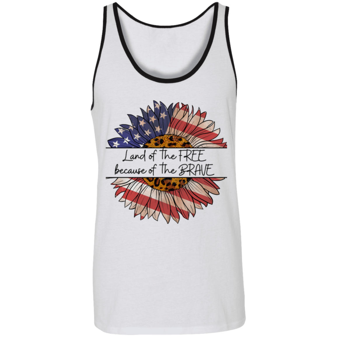 Land Of The Free Because Of The Brave Tank Top, Independence Day, American Sunflower