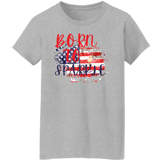 Patriotic Tee, Born To Sparkle with Fireworks Design on premium TShirt