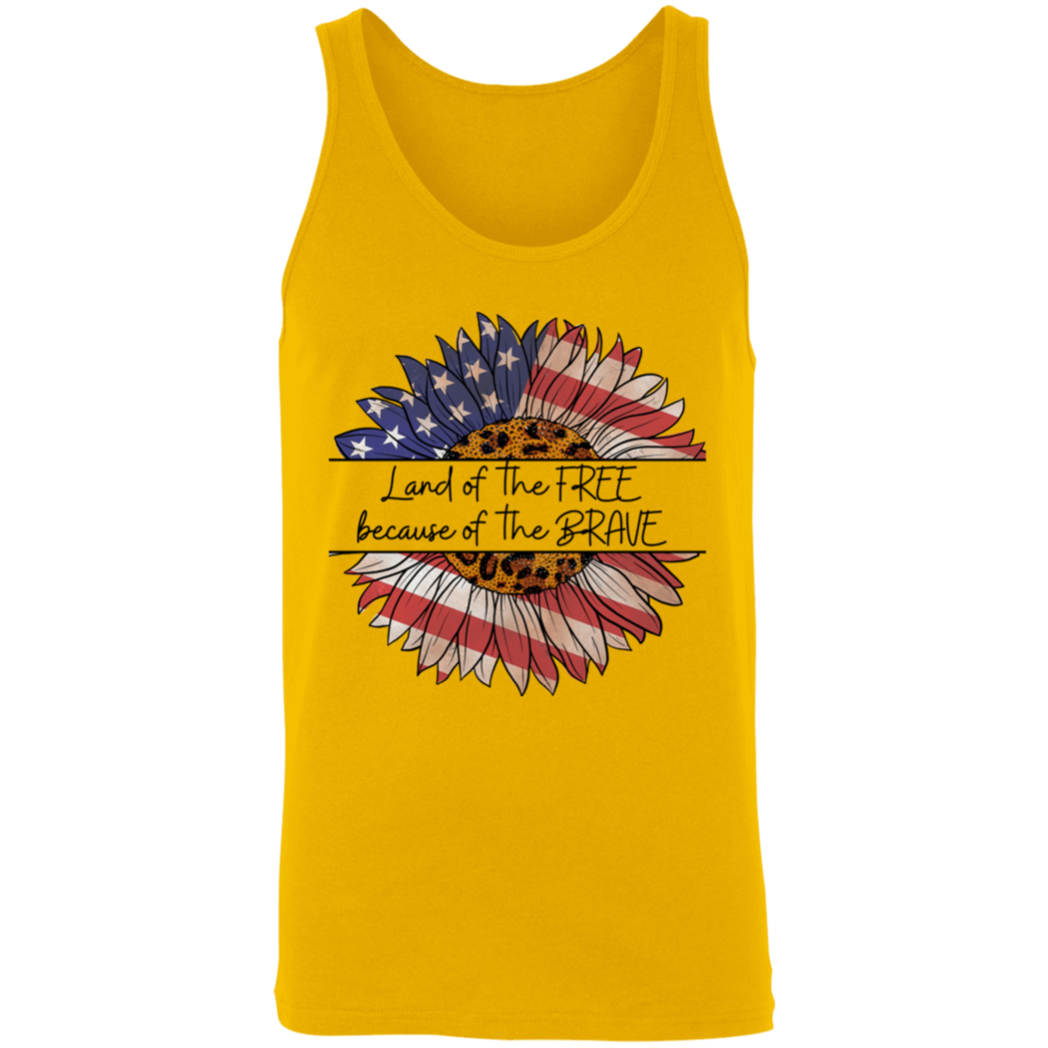 Land Of The Free Because Of The Brave Tank Top, Independence Day, American Sunflower