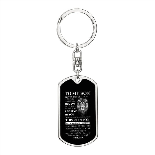 To My Son | Dog Tag with Swivel Key Chain | To My Son | Birthday Gifts