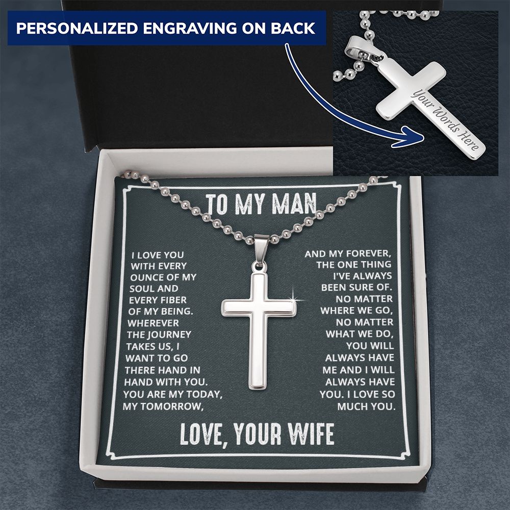 Personalized Cross With Ball Chain | To My Man