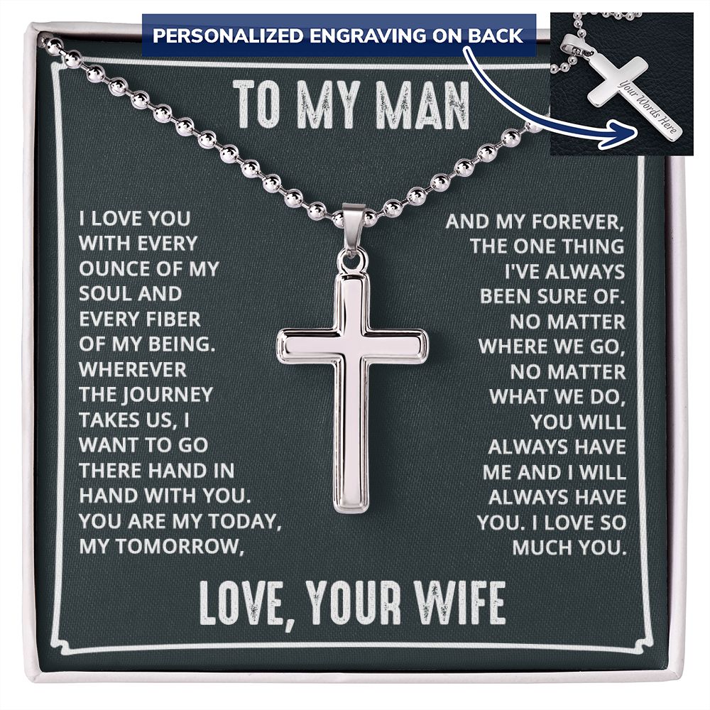Personalized Cross With Ball Chain | To My Man