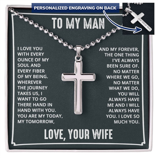 Personalized Cross With Ball Chain | To My Man