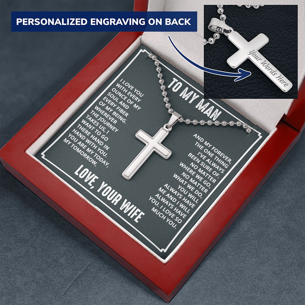 Personalized Cross With Ball Chain | To My Man