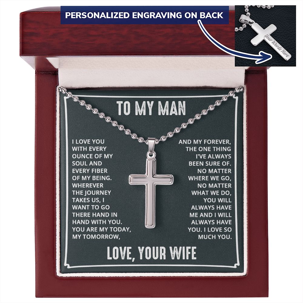 Personalized Cross With Ball Chain | To My Man