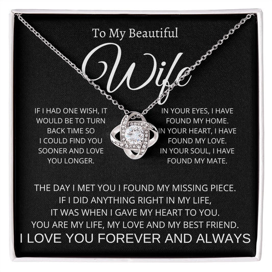 To My Beautiful Wife | Love Knot Necklace