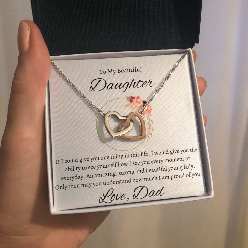 Interlocking Hearts Necklace | To My Beautiful Daughter | From Dad