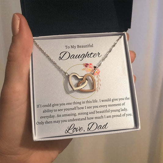 Interlocking Hearts Necklace | To My Beautiful Daughter | From Dad