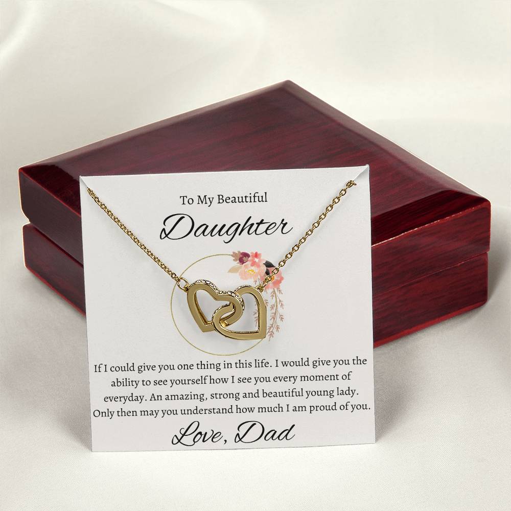 Interlocking Hearts Necklace | To My Beautiful Daughter | From Dad