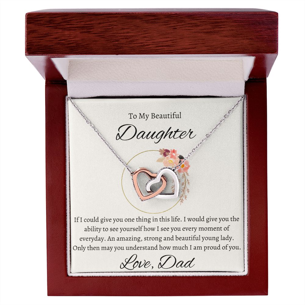 Interlocking Hearts Necklace | To My Beautiful Daughter | From Dad
