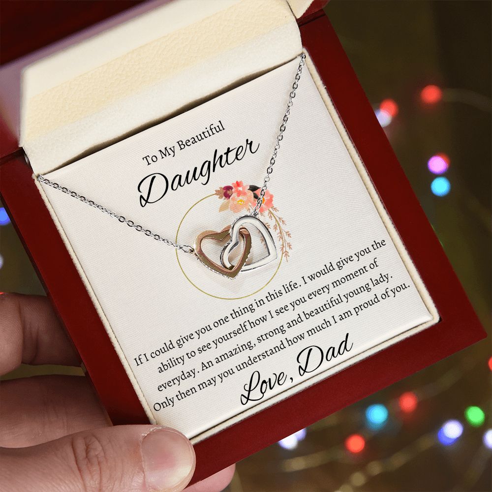 Interlocking Hearts Necklace | To My Beautiful Daughter | From Dad